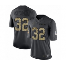 Men's Chicago Bears #32 David Montgomery Limited Black 2016 Salute to Service Football Jersey