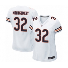 Women's Chicago Bears #32 David Montgomery Game White Football Jersey
