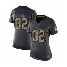 Women's Chicago Bears #32 David Montgomery Limited Black 2016 Salute to Service Football Jersey