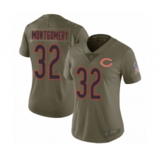 Women's Chicago Bears #32 David Montgomery Limited Olive 2017 Salute to Service Football Jersey