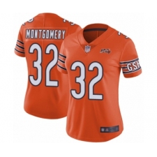 Women's Chicago Bears #32 David Montgomery Orange Alternate 100th Season Limited Football Jersey