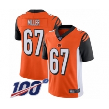 Men's Cincinnati Bengals #67 John Miller Orange Alternate Vapor Untouchable Limited Player 100th Season Football Jersey