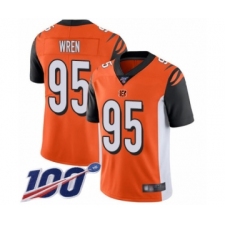 Men's Cincinnati Bengals #95 Renell Wren Orange Alternate Vapor Untouchable Limited Player 100th Season Football Jersey