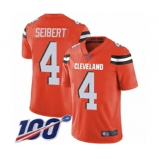 Men's Cleveland Browns #4 Austin Seibert Orange Alternate Vapor Untouchable Limited Player 100th Season Football Jersey
