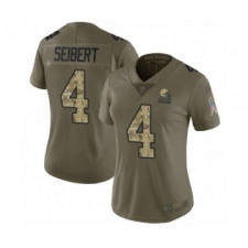 Women's Cleveland Browns #4 Austin Seibert Limited Olive Camo 2017 Salute to Service Football Jersey