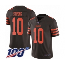 Men's Cleveland Browns #10 Jaelen Strong Limited Brown Rush Vapor Untouchable 100th Season Football Jersey