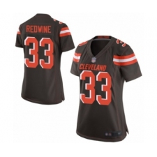 Women's Cleveland Browns #33 Sheldrick Redwine Game Brown Team Color Football Jersey