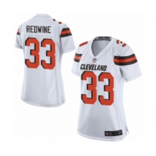 Women's Cleveland Browns #33 Sheldrick Redwine Game White Football Jersey