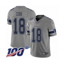 Men's Dallas Cowboys #18 Randall Cobb Limited Gray Inverted Legend 100th Season Football Jersey