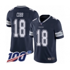 Men's Dallas Cowboys #18 Randall Cobb Navy Blue Team Color Vapor Untouchable Limited Player 100th Season Football Jersey