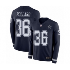 Youth Dallas Cowboys #36 Tony Pollard Limited Navy Blue Therma Long Sleeve Football Jersey