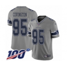 Men's Dallas Cowboys #95 Christian Covington Limited Gray Inverted Legend 100th Season Football Jersey