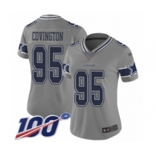 Women's Dallas Cowboys #95 Christian Covington Limited Gray Inverted Legend 100th Season Football Jersey