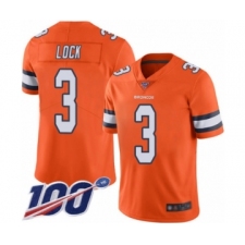 Men's Denver Broncos #3 Drew Lock Limited Orange Rush Vapor Untouchable 100th Season Football Jersey