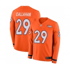 Men's Denver Broncos #29 Bryce Callahan Limited Orange Therma Long Sleeve Football Jersey