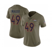 Women's Denver Broncos #49 Craig Mager Limited Olive 2017 Salute to Service Football Jersey