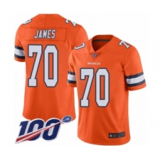 Men's Denver Broncos #70 Ja'Wuan James Limited Orange Rush Vapor Untouchable 100th Season Football Jersey