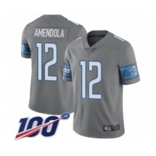 Men's Detroit Lions #12 Danny Amendola Limited Steel Rush Vapor Untouchable 100th Season Football Jersey