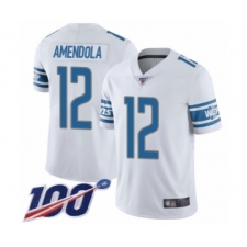 Men's Detroit Lions #12 Danny Amendola White Vapor Untouchable Limited Player 100th Season Football Jersey