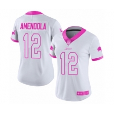 Women's Detroit Lions #12 Danny Amendola Limited White Pink Rush Fashion Football Jersey