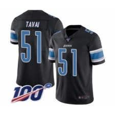 Men's Detroit Lions #51 Jahlani Tavai Limited Black Rush Vapor Untouchable 100th Season Football Jersey
