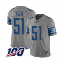 Men's Detroit Lions #51 Jahlani Tavai Limited Gray Inverted Legend 100th Season Football Jersey