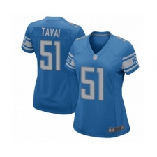 Women's Detroit Lions #51 Jahlani Tavai Game Blue Team Color Football Jersey