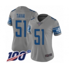 Women's Detroit Lions #51 Jahlani Tavai Limited Gray Inverted Legend 100th Season Football Jersey