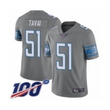 Youth Detroit Lions #51 Jahlani Tavai Limited Steel Rush Vapor Untouchable 100th Season Football Jersey