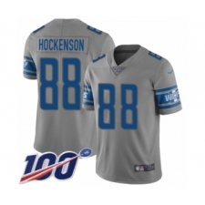 Men's Detroit Lions #88 T.J. Hockenson Limited Gray Inverted Legend 100th Season Football Jersey
