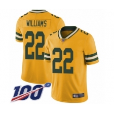 Men's Green Bay Packers #22 Dexter Williams Limited Gold Rush Vapor Untouchable 100th Season Football Jersey