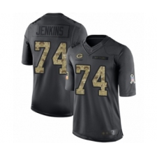 Men's Green Bay Packers #74 Elgton Jenkins Limited Black 2016 Salute to Service Football Jersey