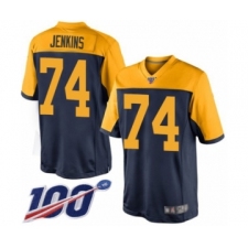 Men's Green Bay Packers #74 Elgton Jenkins Limited Navy Blue Alternate 100th Season Football Jersey