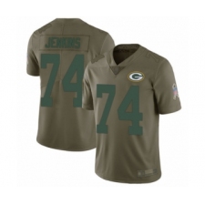Men's Green Bay Packers #74 Elgton Jenkins Limited Olive 2017 Salute to Service Football Jersey