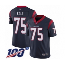 Men's Houston Texans #75 Matt Kalil Navy Blue Team Color Vapor Untouchable Limited Player 100th Season Football Jersey