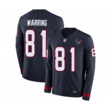 Men's Houston Texans #81 Kahale Warring Limited Navy Blue Therma Long Sleeve Football Jersey