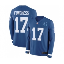 Youth Indianapolis Colts #17 Devin Funchess Limited Blue Therma Long Sleeve Football Jerseys