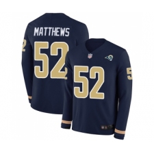 Men's Los Angeles Rams #52 Clay Matthews Limited Navy Blue Therma Long Sleeve Football Jersey