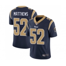 Men's Los Angeles Rams #52 Clay Matthews Navy Blue Team Color Vapor Untouchable Limited Player Football Jersey