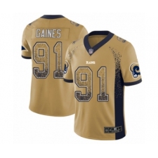 Men's Los Angeles Rams #91 Greg Gaines Limited Gold Rush Drift Fashion Football Jersey