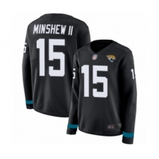 Women's Jacksonville Jaguars #15 Gardner Minshew II Limited Black Therma Long Sleeve Football Jersey