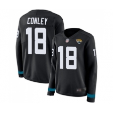 Women's Jacksonville Jaguars #18 Chris Conley Limited Black Therma Long Sleeve Football Jersey