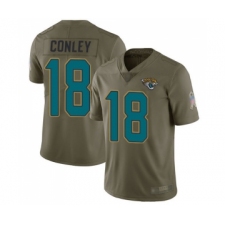 Youth Jacksonville Jaguars #18 Chris Conley Limited Olive 2017 Salute to Service Football Jersey