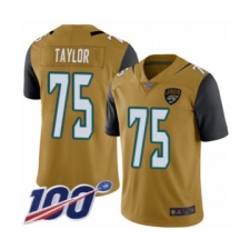 Men's Jacksonville Jaguars #75 Jawaan Taylor Limited Gold Rush Vapor Untouchable 100th Season Football Jersey