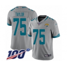 Youth Jacksonville Jaguars #75 Jawaan Taylor Silver Inverted Legend Limited 100th Season Football Jersey