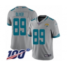 Men's Jacksonville Jaguars #89 Josh Oliver Silver Inverted Legend Limited 100th Season Football Jersey