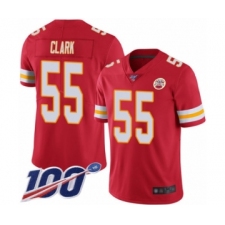 Men's Kansas City Chiefs #55 Frank Clark Red Team Color Vapor Untouchable Limited Player 100th Season Football Jersey