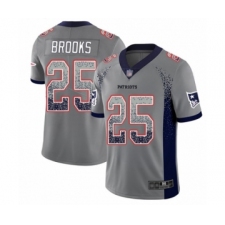 Men's New England Patriots #25 Terrence Brooks Limited Gray Rush Drift Fashion Football Jersey