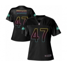 Women's New York Jets #47 Trevon Wesco Game Black Fashion Football Jersey