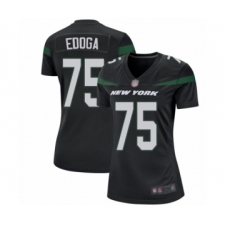 Women's New York Jets #75 Chuma Edoga Game Navy Blue Alternate Football Jersey